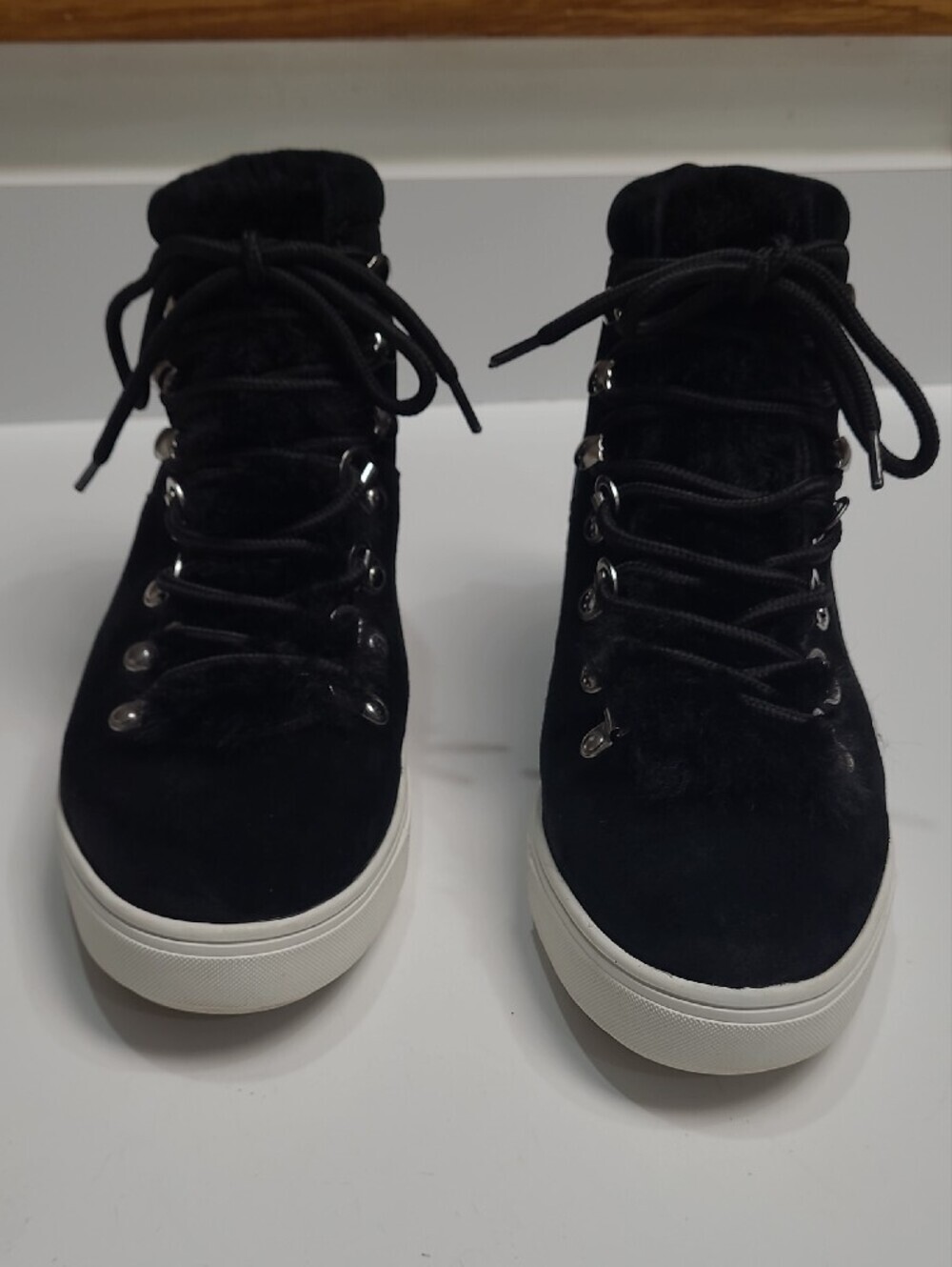 Steven by Steve Madden Kalea-F Black Suede Faux Fur High-Top Sneakers - Size 8.5 - Picture 3 of 11